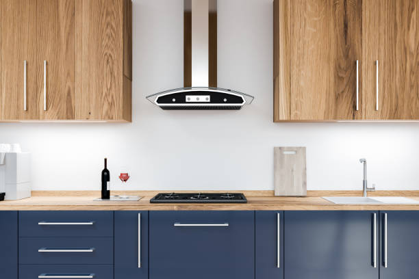 istock Close up of blue kitchen countertops 1146531377