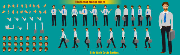 Businessman Character Turnaround vector art illustration