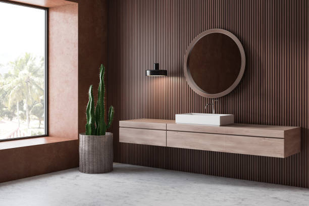 istock Wooden bathroom corner, sink 1146532226