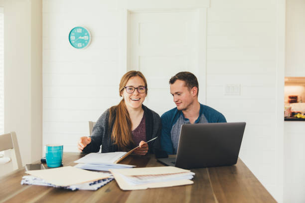 istock Young Married Couple Doing Monthly Budget 1146532410