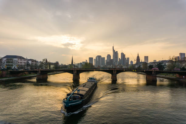 Skyline in Frankfurt am Main at sunset