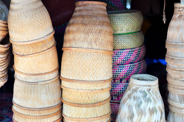 Thai baskets Many thai baskets at shop in Udon Thani on grounds of temple Kamchanod in Ban Dung. udon thani stock pictures, royalty-free photos & images