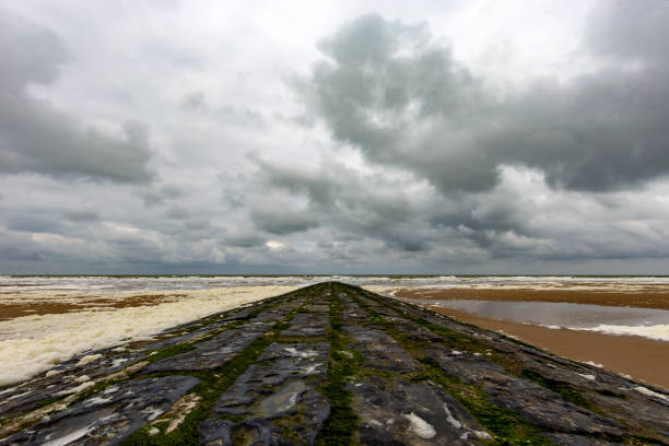 North Sea with cloudy sky - view from Middelkerke Belgium