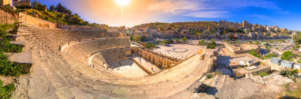 View of the Roman Theater and the city of Amman, Jordan View of the Roman Theater and the city of Amman, Jordan amman city stock pictures, royalty-free photos & images