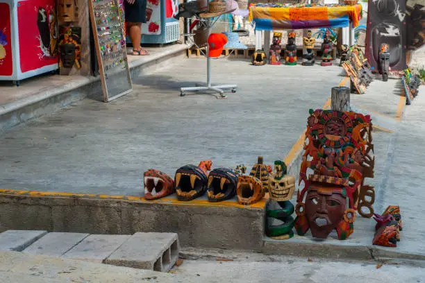 Souvenir shops in the archaeological area of Coba, on the Yucatan peninsula