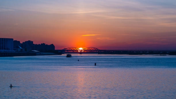 istock Beautiful sunset over the big river. 1146538885