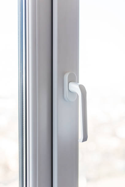 istock With a window handle to the window open and window closed. 1146545472