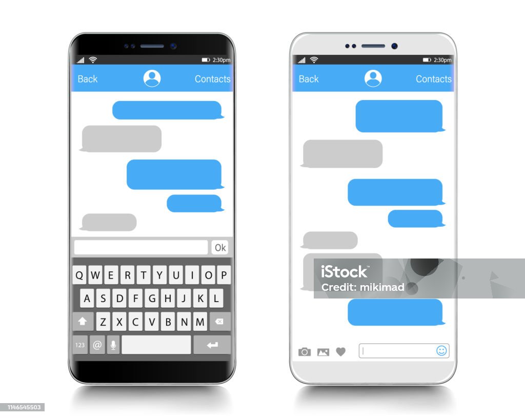 Text Messaging Smartphone Mobile Phone Template Realistic Vector ...