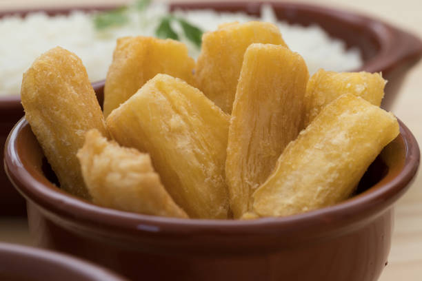 Brazilian Mandioca Frita (deep fried cassava/ manioc/yuca). Feijoada side dish