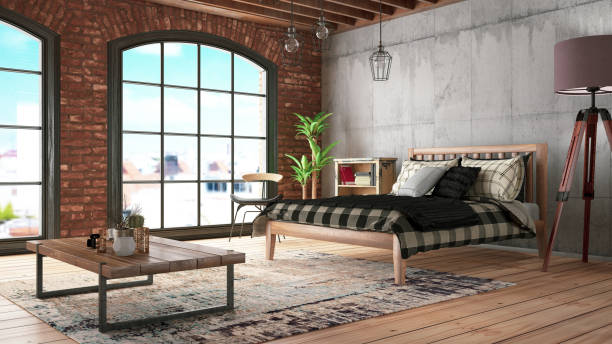 istock Loft Bedroom with Cozy Design 1146550650