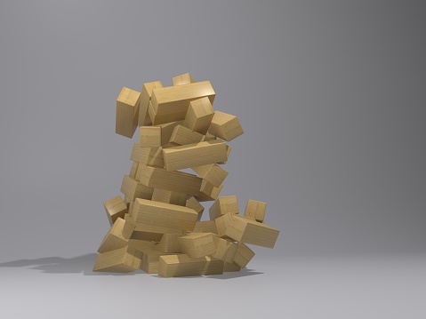 falling wooden block game 3d Illustration