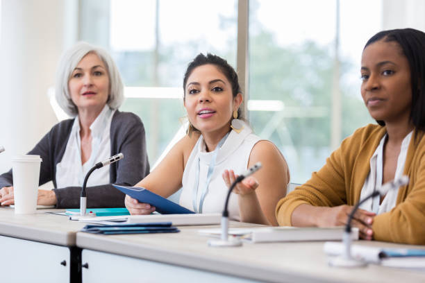 istock Diverse panel of women answer questions 1146553437
