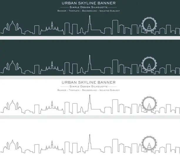 Vector illustration of Vienna Single Line Skyline Banner