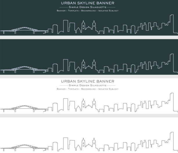 illustrazioni stock, clip art, cartoni animati e icone di tendenza di stendardo skyline a linea singola panama - panama