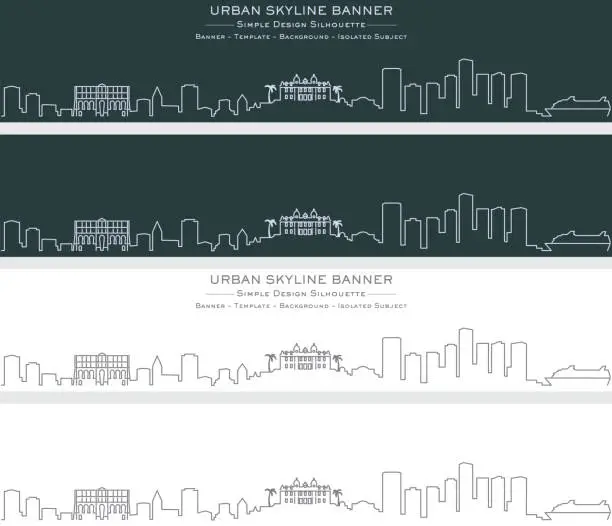 Vector illustration of Monaco Single Line Skyline Banner