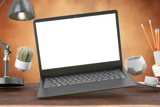 istock Laptop and Workspace in the Air. Levitation Concept 1146554782