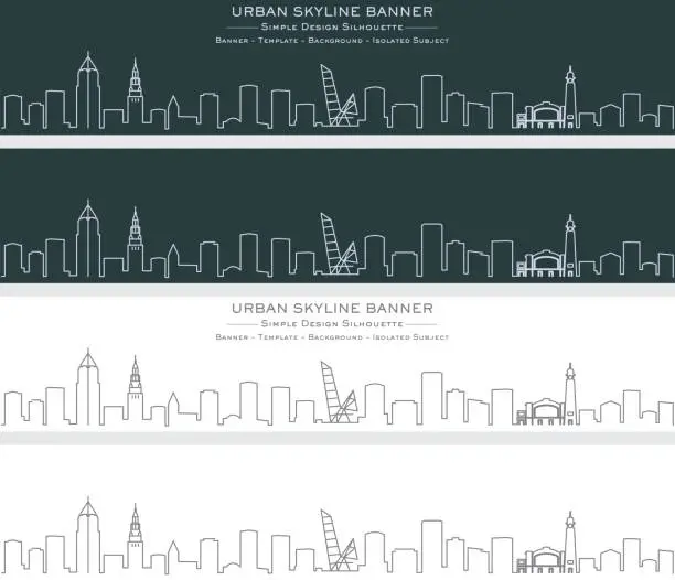 Vector illustration of Cleveland Single Line Skyline Banner