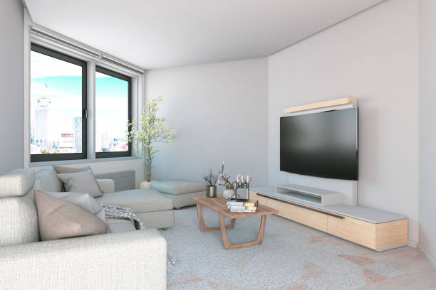 Loft apartment with illuminated Living Space, quality furniture with TV and Sunlit Window