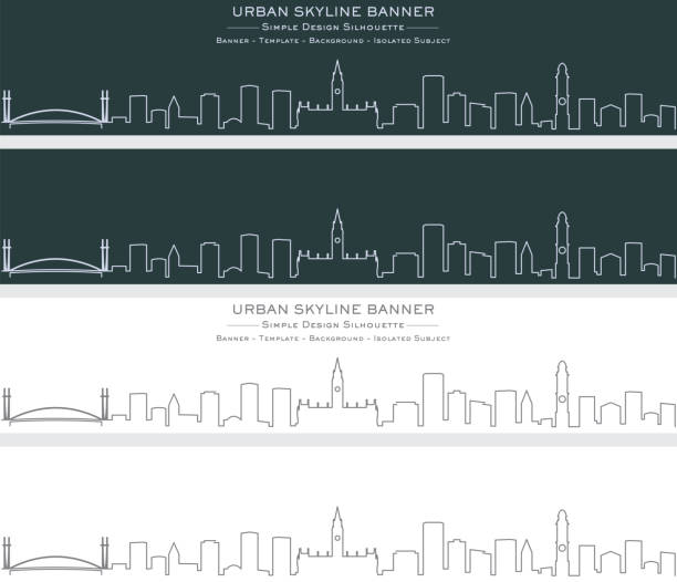 манчестерская единая линия скайлайн баннер - manchester stock illustrations