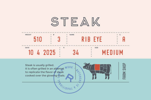 Vintage Label. Set of graphic modern vintage label for brand, logo, sticker. Meat theme. Retro design label, tag or card, monochrome classic old school style with typographic. Vector Illustration