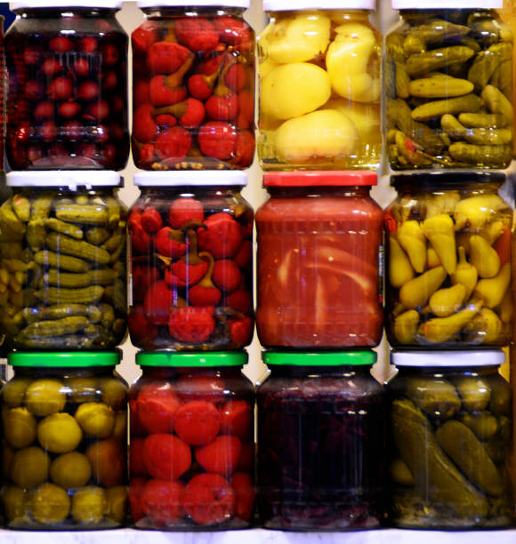 istock Pickled vegetables in jars in Budapest, Hungary 1146557205