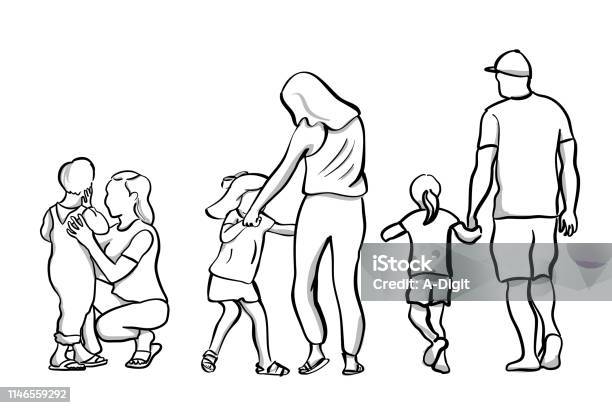 Parenting Styles Stock Illustration - Download Image Now - Sketch, Child, Mother
