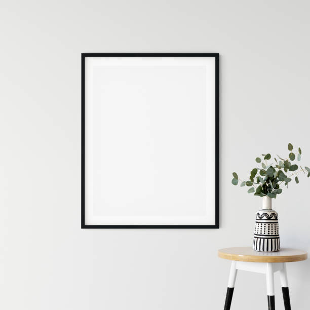 istock Frame & Poster mock up in living room. Scandinavian interior. 3d rendering, 3d illustration 1146561026