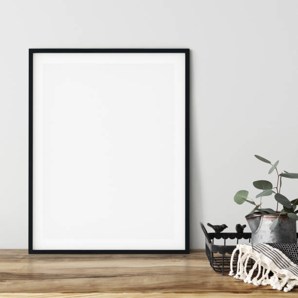 istock Frame & Poster mock up in living room. Scandinavian interior. 3d rendering, 3d illustration 1146561159