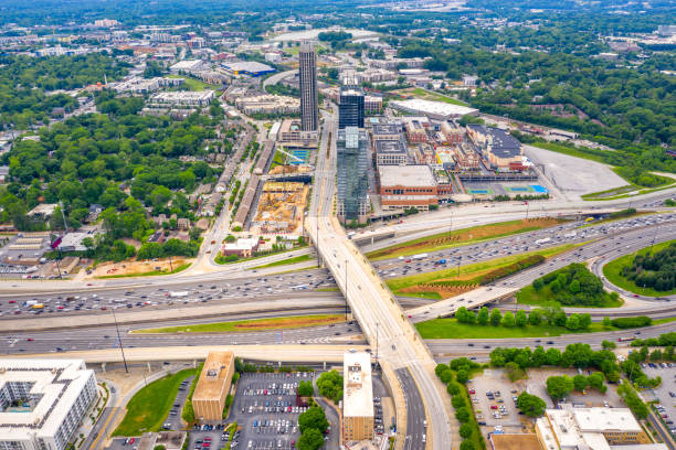 Aerial view highway in Midtown Atlanta