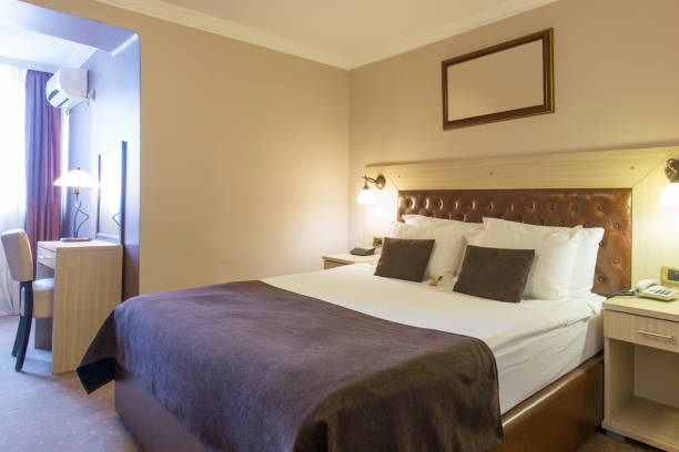 istock Interior of a hotel bedroom 1146568873