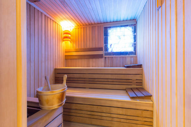 istock Sauna interior in hotel spa and wellness center 1146569704