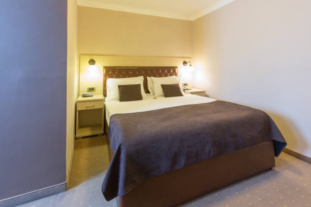 istock Interior of a hotel bedroom 1146570484