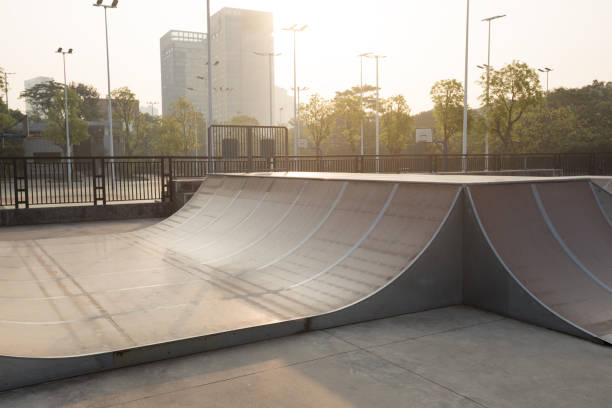 istock skatepark ramps in the sunrise 1146570677