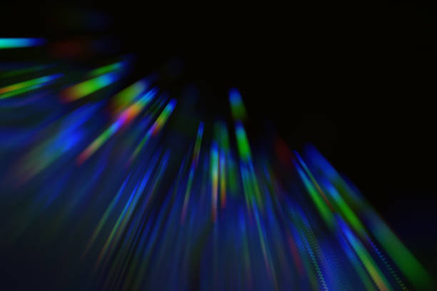 neon colorful lines black background bright blue green red stripe pattern - prism spectrum laser rainbow imagens e fotografias de stock