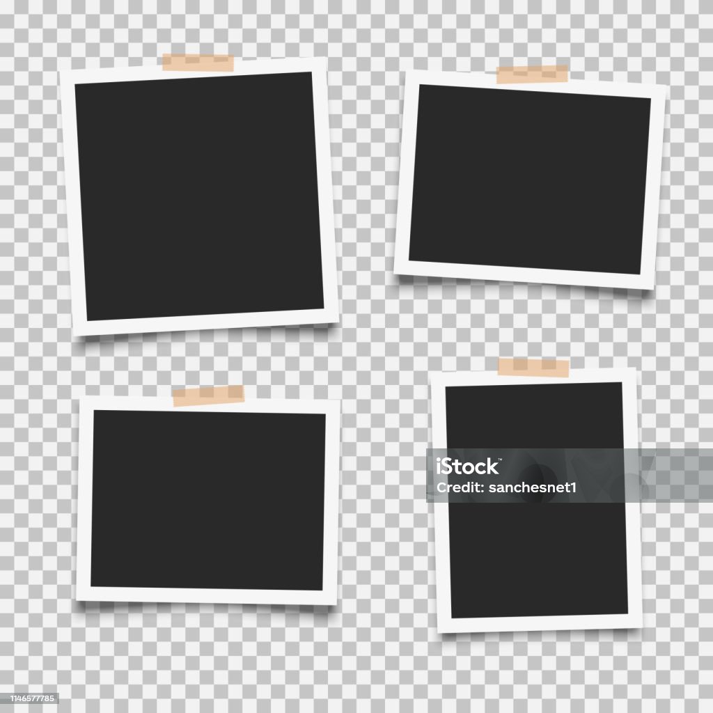 Set of photo frames 1 Set of empty photo frames with adhesive tape Photo Album stock vector