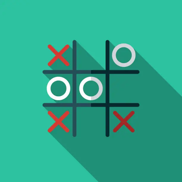 Vector illustration of Tic Tac Toe Game Flat Design Icon