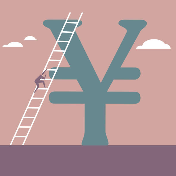 istock Businessman climbing the china yuan sign using a ladder. 1146581808
