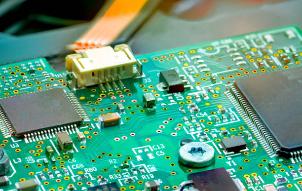 istock Electronic circuit board. Mainboard of computer. Computer integrated circuit board. Detail of electronic circuit board. Memory of digital information hardware. Electronic engineering technology. 1146582642