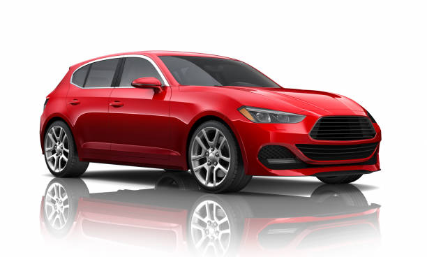 istock 3D illustration of Generic red car on white background 1146583348