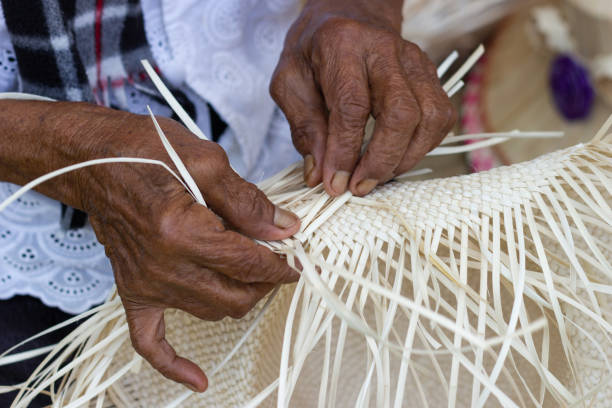 istock The villagers took bamboo stripes to weave into different forms for daily use 1146583504