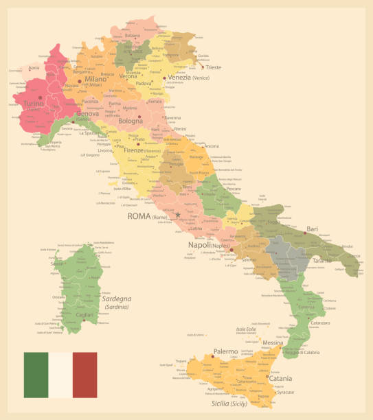 ilustrações de stock, clip art, desenhos animados e ícones de italy map old colors - sicily map old cartography