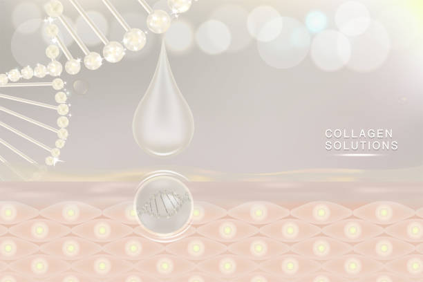 istock Hyaluronic acid skin solutions ad, white collagen serum drop with cosmetic advertising background ready to use 1146591107