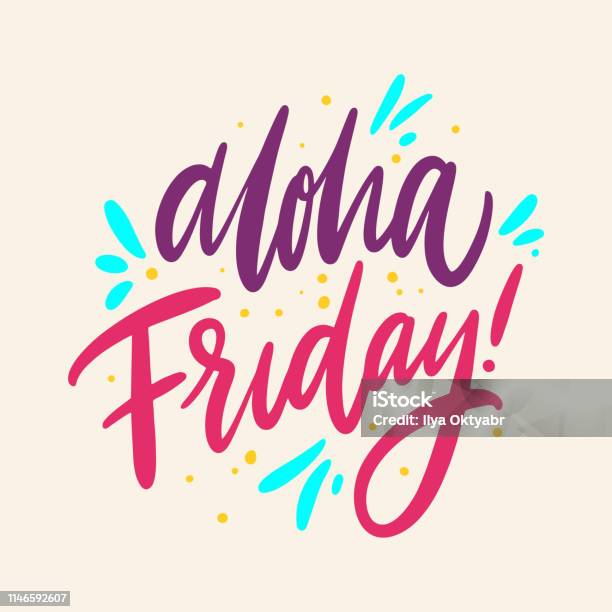 Aloha Friday Hand Getrokken Vector Belettering Geïsoleerd Op De ...