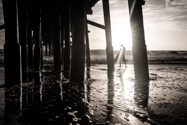istock Sun Burst Surfer At Water's Edge In St. Augustine 1146593763