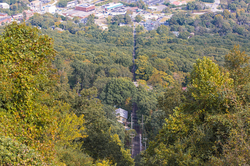 The Lookout Mountain Incline Railway is a 4 ft 8 ¹⁄₂ in standard gauge inclined plane funicular railway leading to the top of Lookout Mountain from the historic St. Elmo neighborhood of Chattanooga, Tennessee.