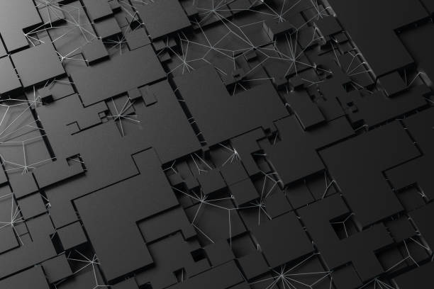 3d 抽象的な黒の立方体ブロック、幾何学的形状 - gaming systems ストックフォトと画像