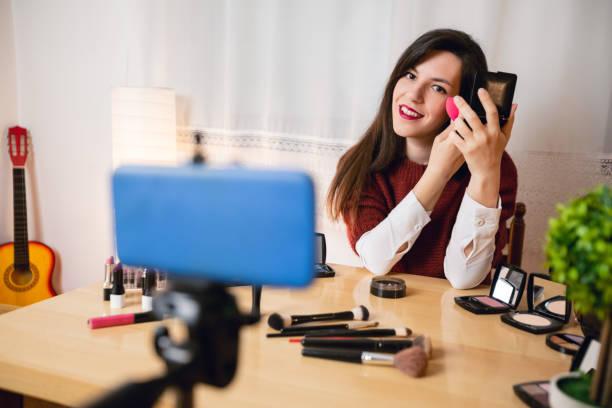 istock Woman vlogging about makeup 1146607446