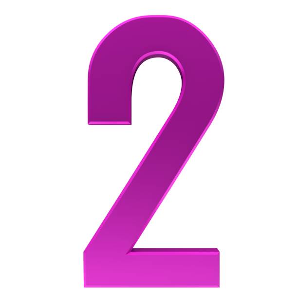 Number 2 Purple 3d Sign Isolated Stock Photo - Download Image Now