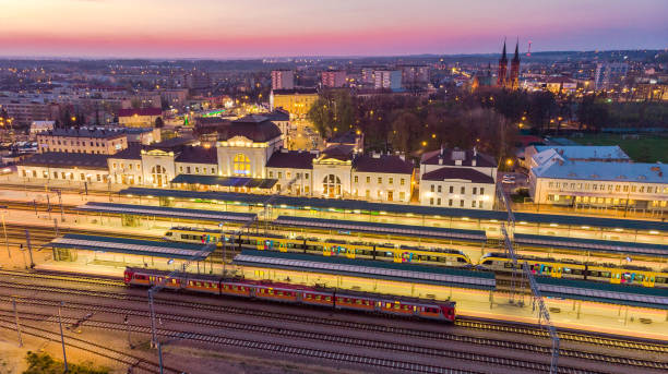 istock Rail station in Tarnow,Poland illuminated at twilight 1146609987