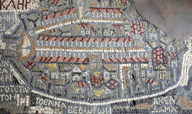 istock Ancient mosaic of Jerusalem on the Madaba map, Jordan 1146611379